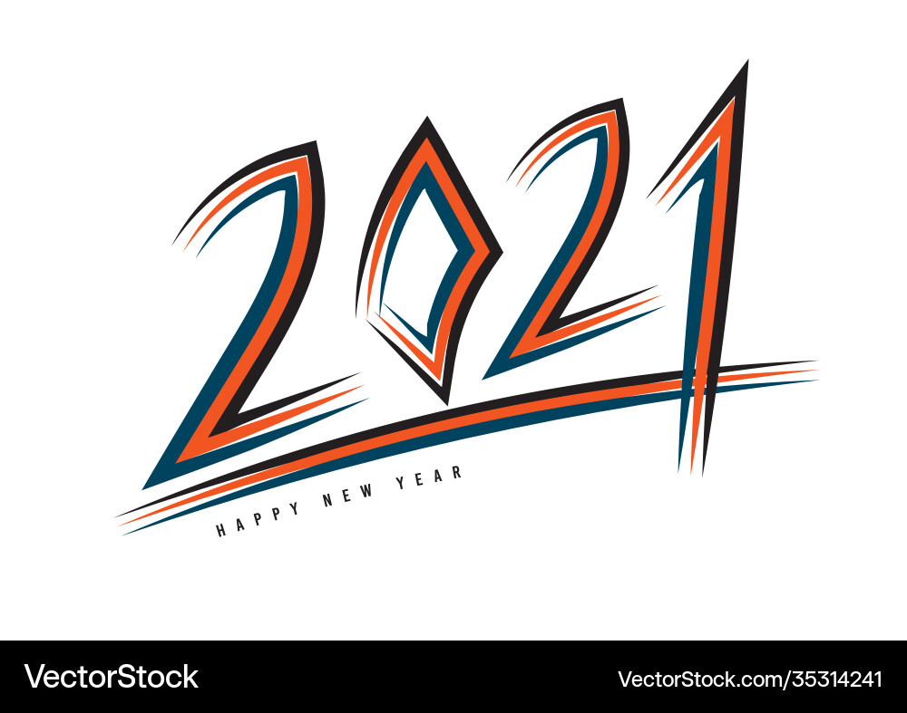 2021 text design and colorful brushstroke 2021 text design and colorful brushstroke Vector Image