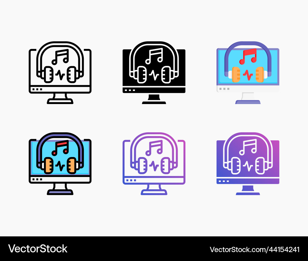 Audio music icon set with different styles Audio music icon set with different styles vector image