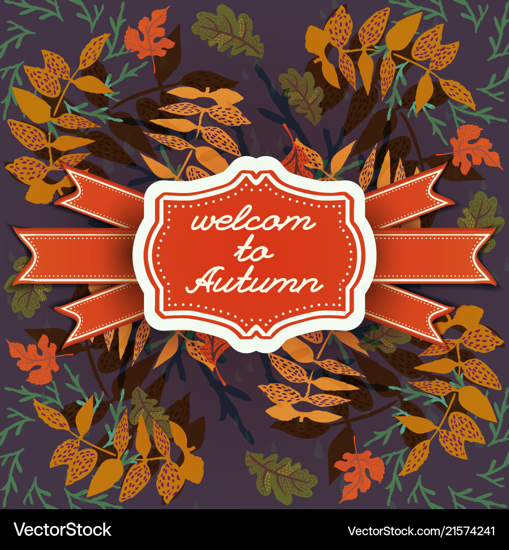 Autumn seamless pattern with frame Vector Image