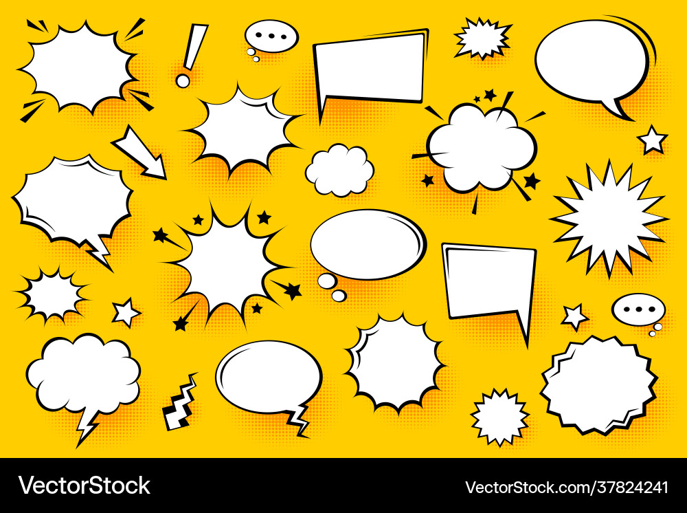 Blank comic speech bubbles with halftone shadows vector image