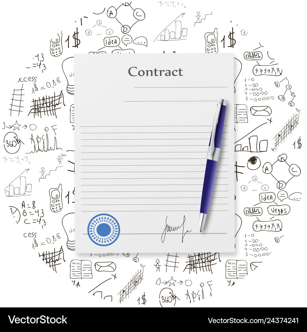 Contract flat design with 3d effect Contract flat design with 3d effect Vector Image