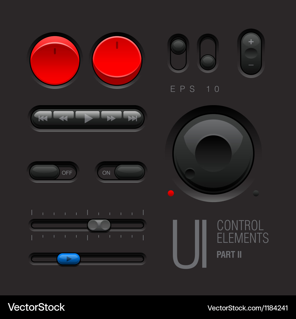 Dark UI Interface Elements vector image