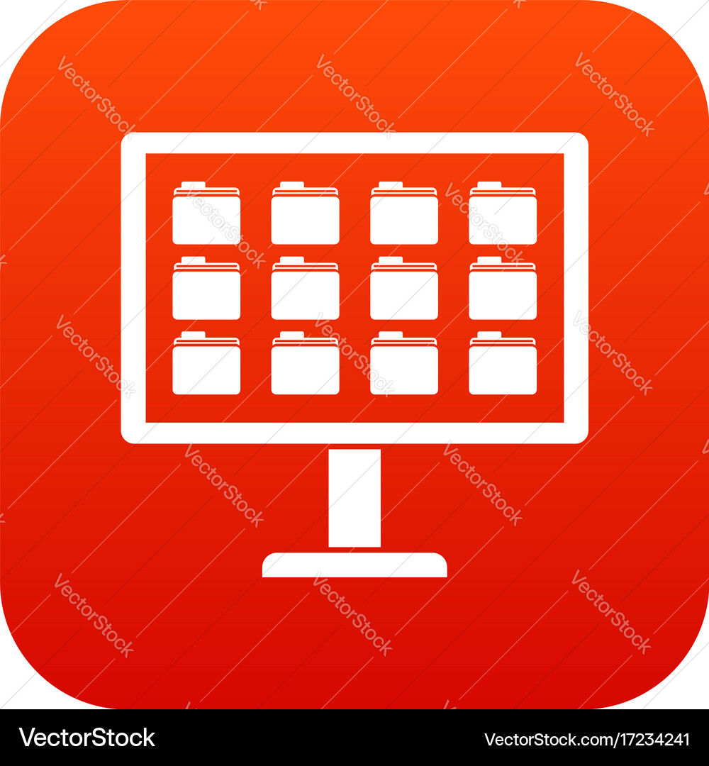 Desktop of computer with folders icon digital red vector image