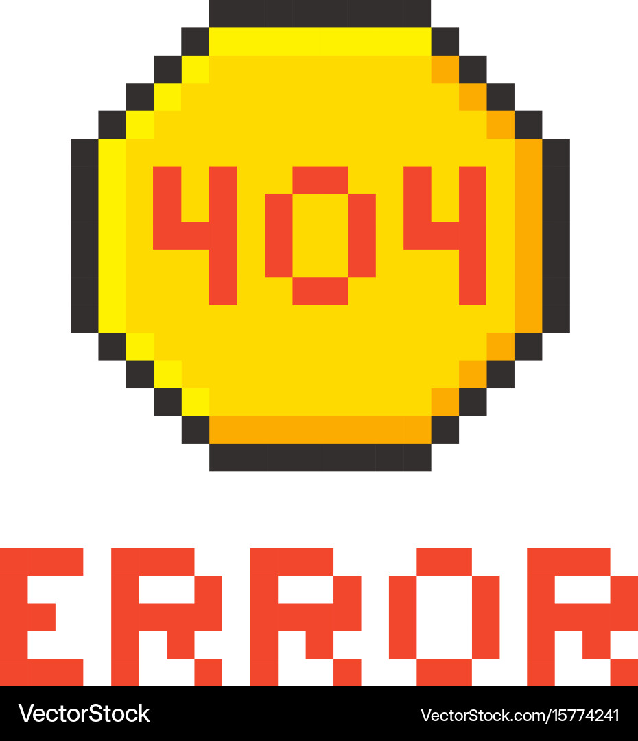 Error page 404 pixel retro game style vector image