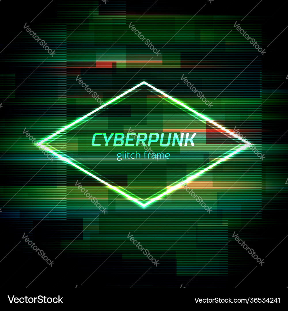 Glitch cyberpunk frame with technology error Glitch cyberpunk frame with technology error vector image