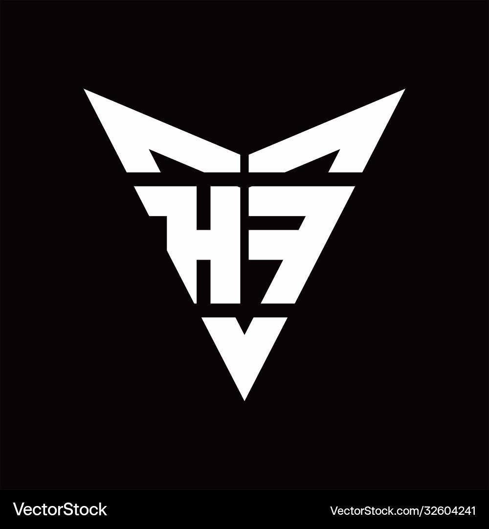 Hf logo monogram with back drop shape design vector image