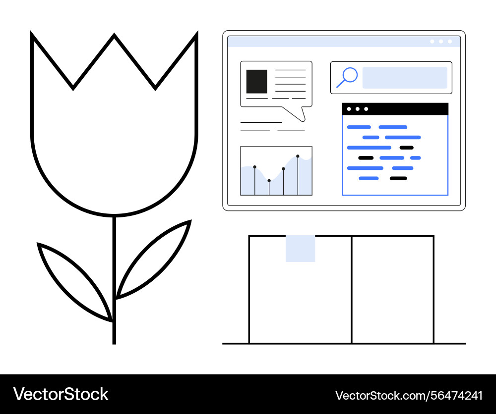 Minimalist flower and web interface elements Minimalist flower and web interface elements Vector Image