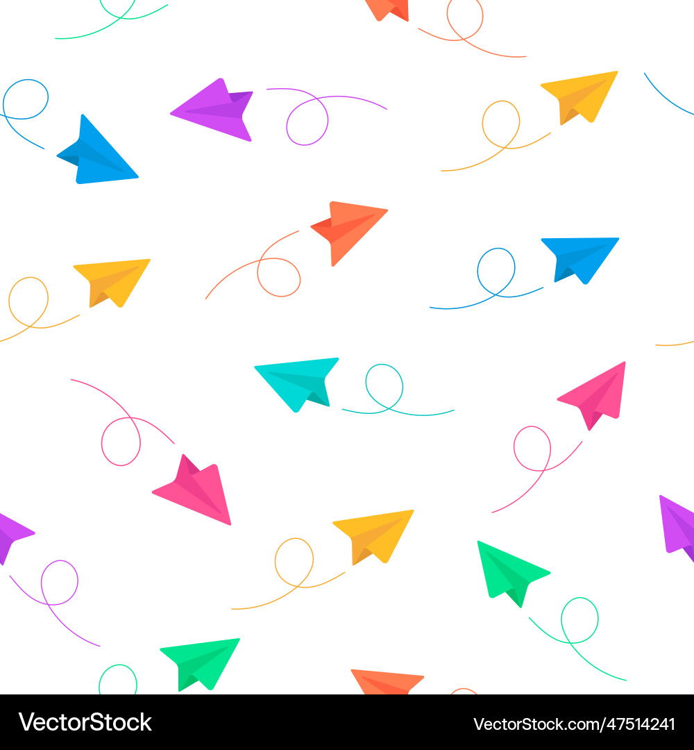 Paper plane color style seamless pattern Vector Image