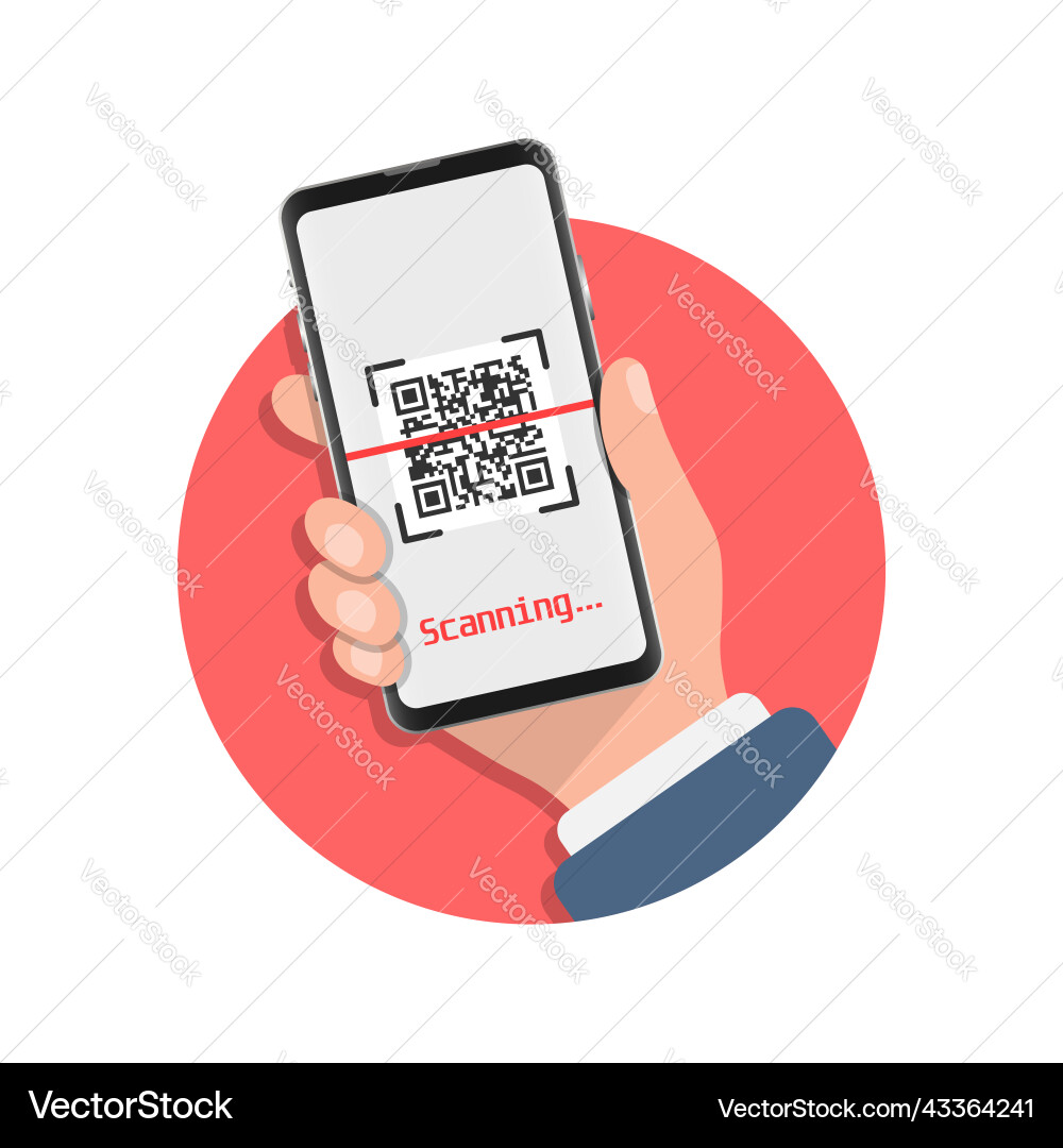 Qr code scan in flat style mobile phone scanning Qr code scan in flat style mobile phone scanning Vector Image