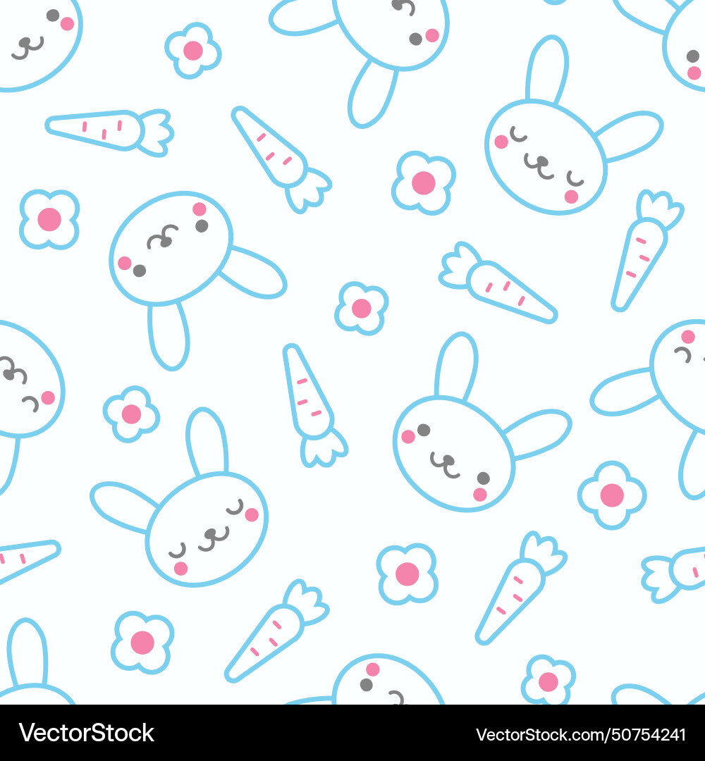 Rabbit with flower and carrot seamless pattern Rabbit with flower and carrot seamless pattern vector image