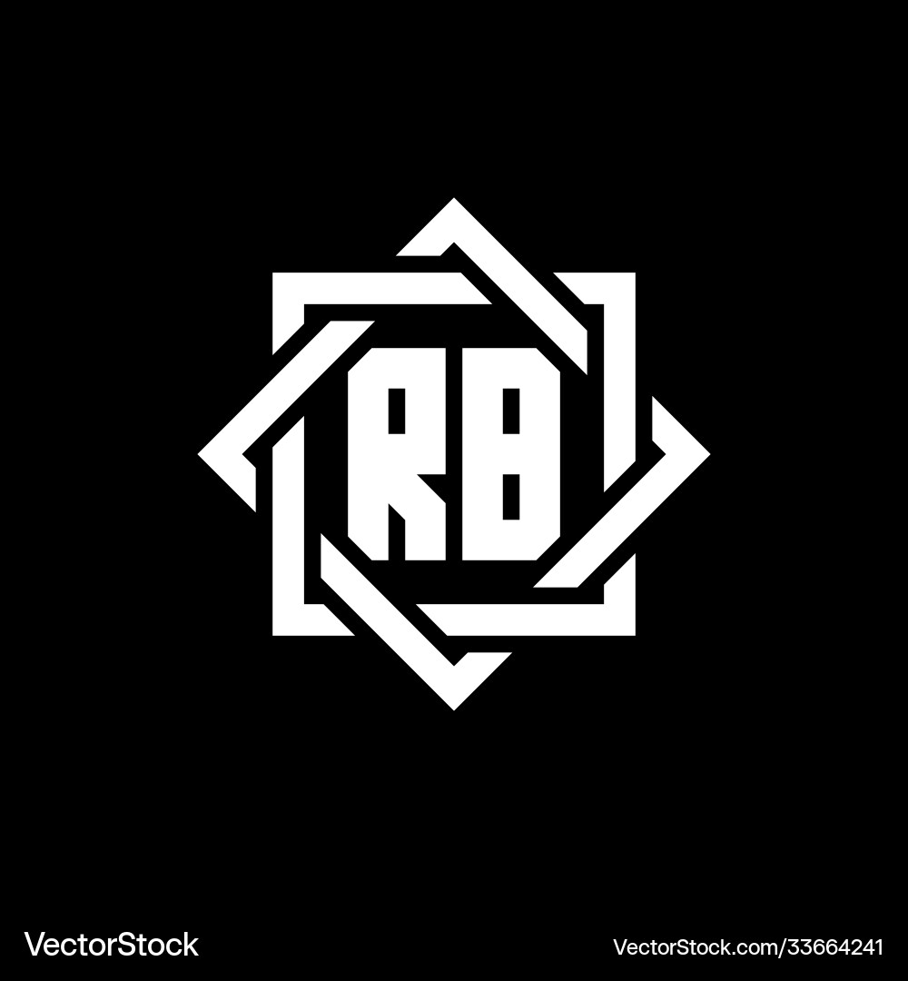 Rb monogram logo with abstract square around vector image