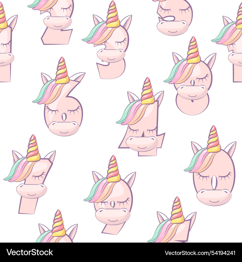 Seamless pattern numbers like unicorns from 0 to 9 Seamless pattern numbers like unicorns from 0 to 9 vector image