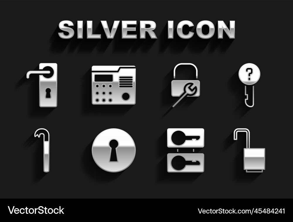 Set keyhole undefined key open padlock casting Set keyhole undefined key open padlock casting vector image