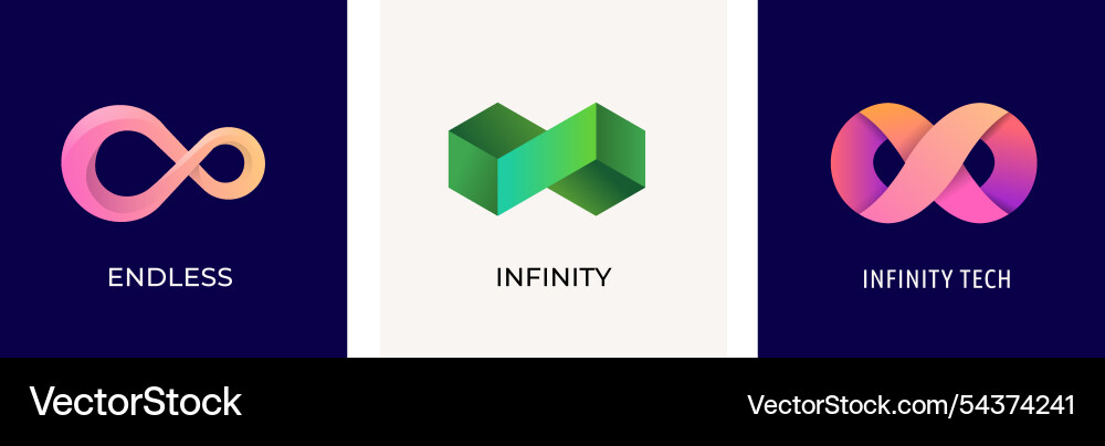 Set of infinity logos mobius ribbon symbols Set of infinity logos mobius ribbon symbols vector image