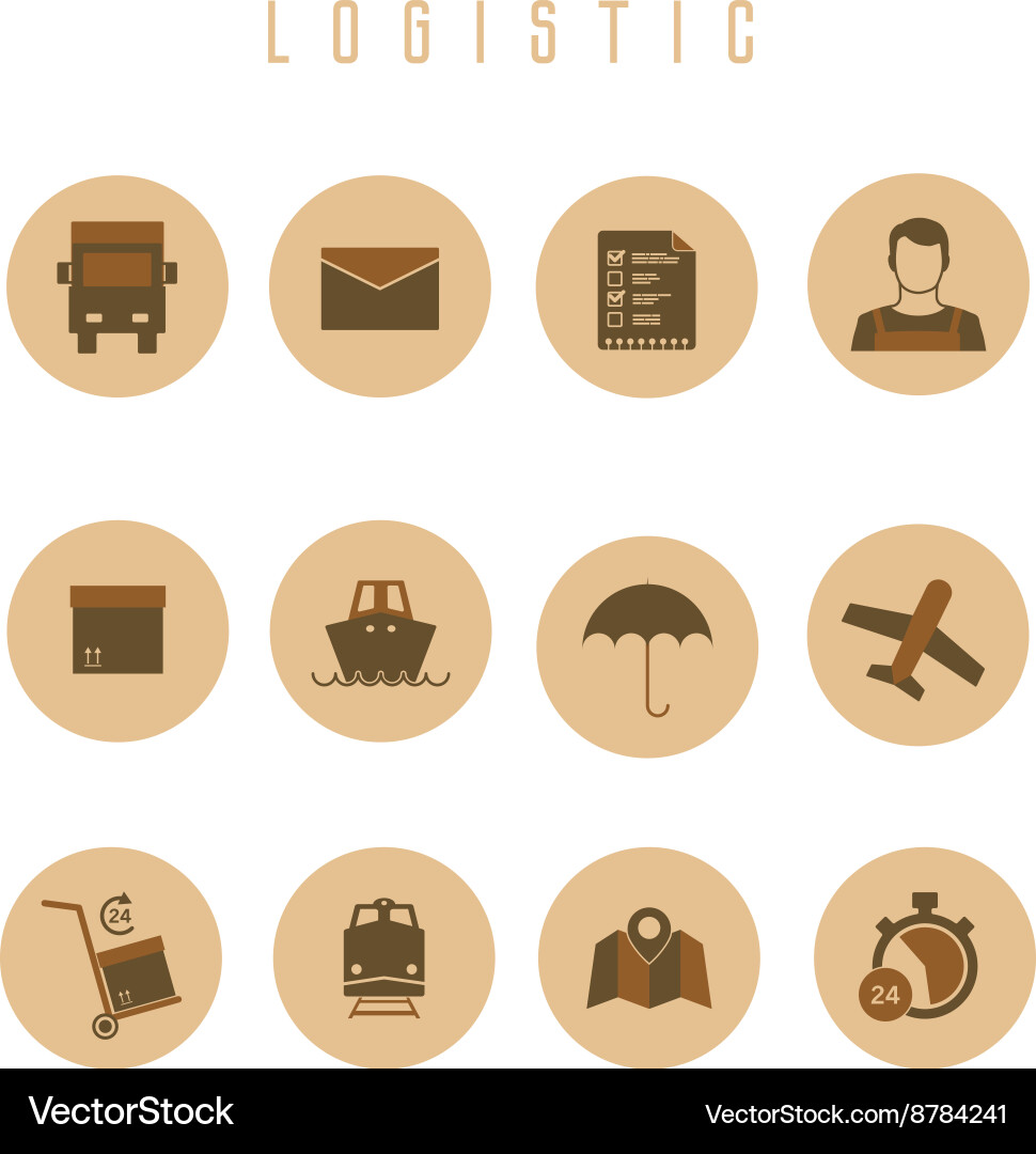 Set of logistic and shipping icons in flat style Vector Image
