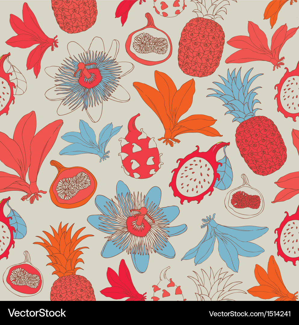 Tropical Floral Pattern Vector Image