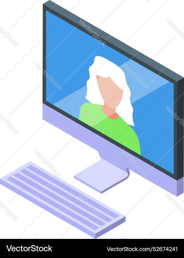 Woman having video call on computer with keyboard Woman having video call on computer with keyboard vector image