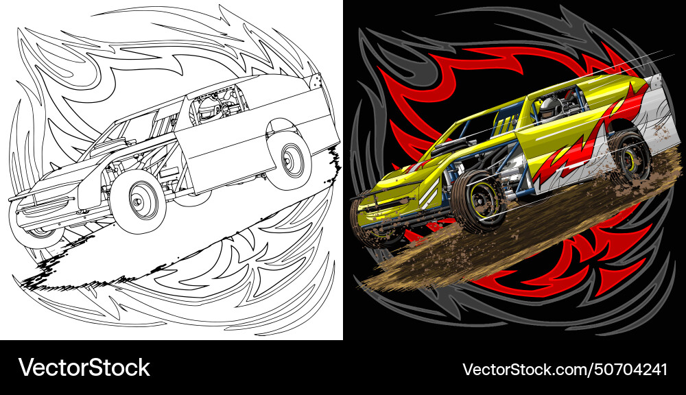 Yellow drag racing car with red strip Royalty Free Vector