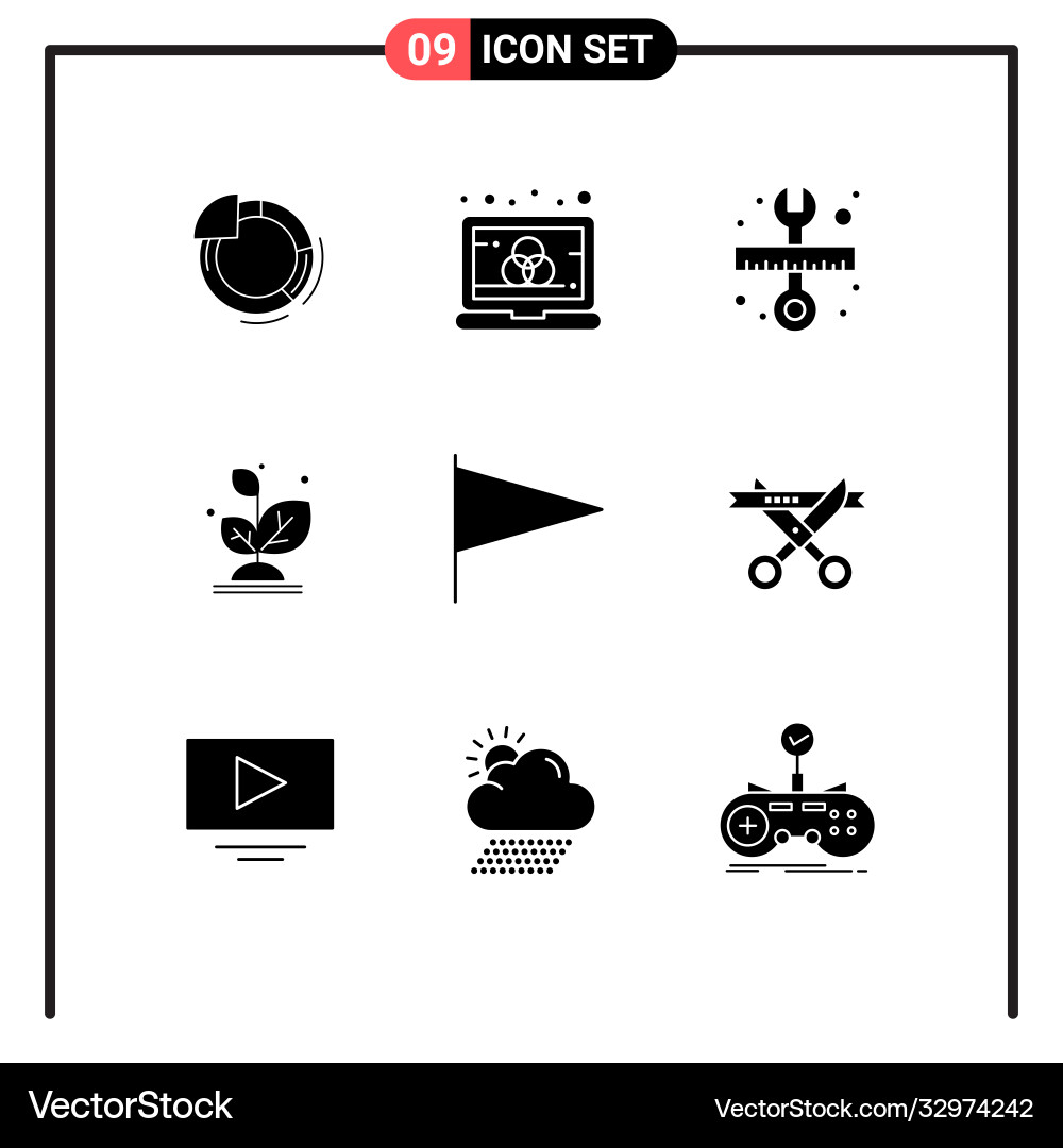 9 universal solid glyphs set for web and mobile Vector Image