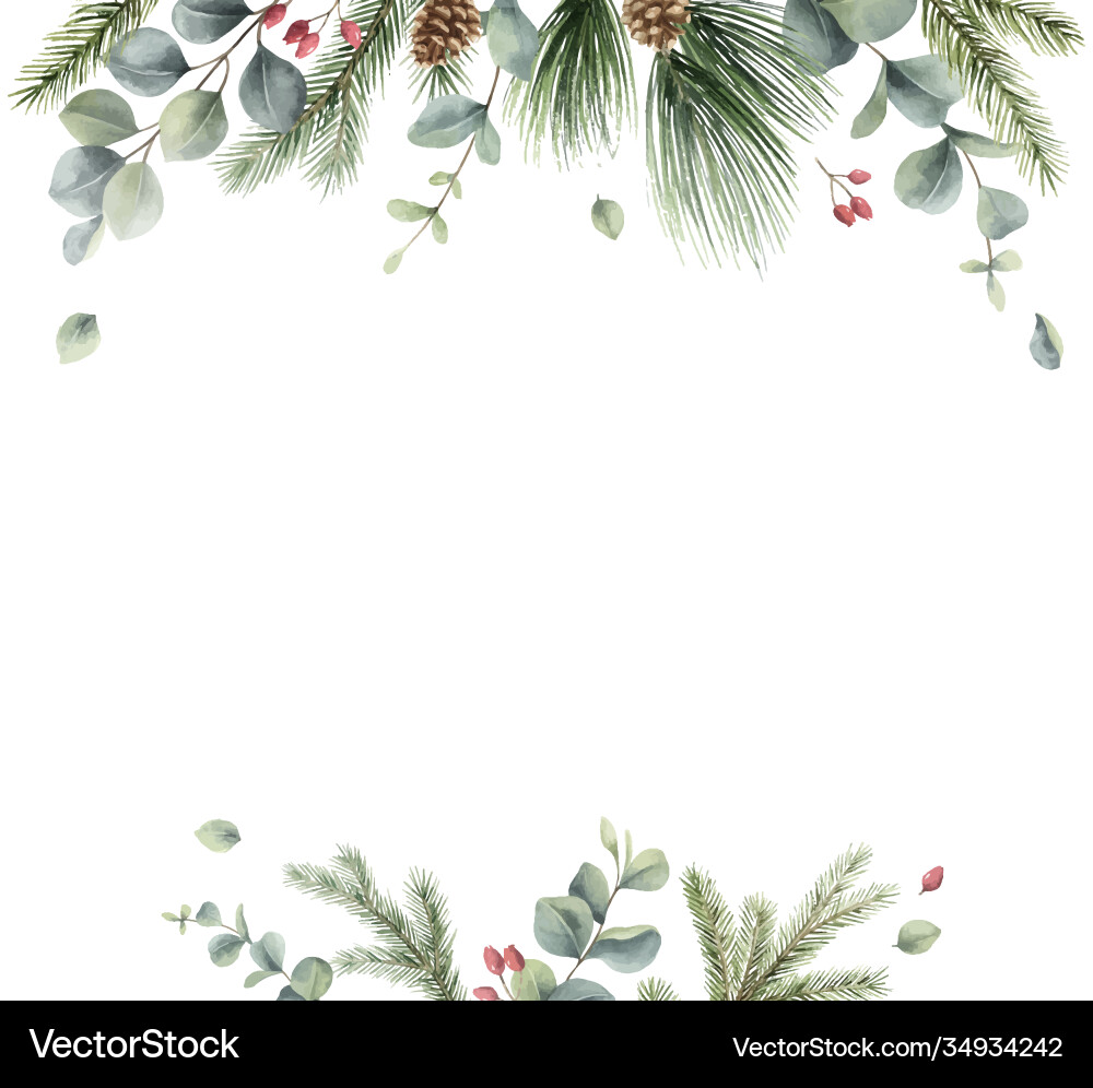 Aquarell Weihnachtskarte mit Tannenzweigen Aquarell Weihnachtskarte mit Tannenzweigen vektorbild