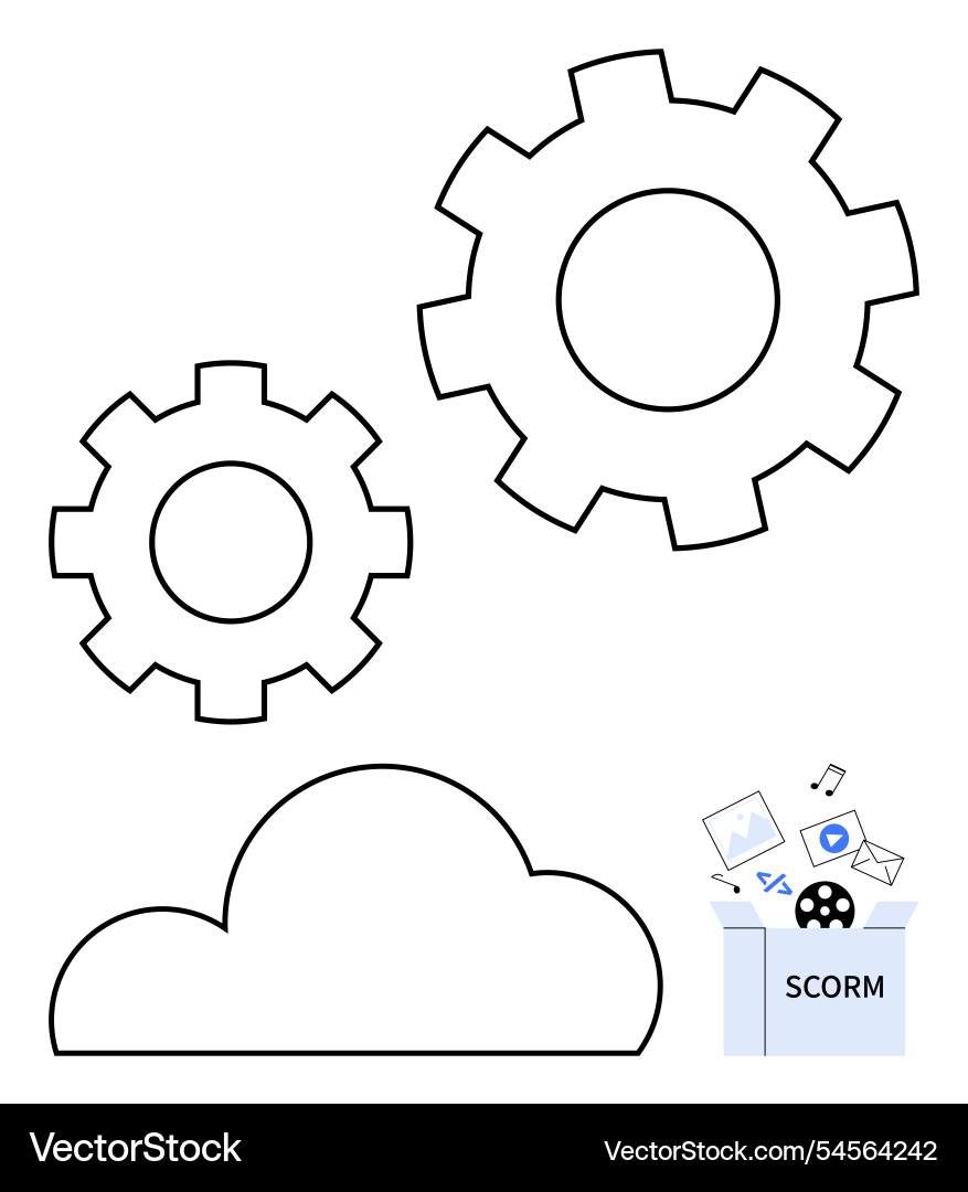 Cloud computing concept with gears and icons Cloud computing concept with gears and icons vector image