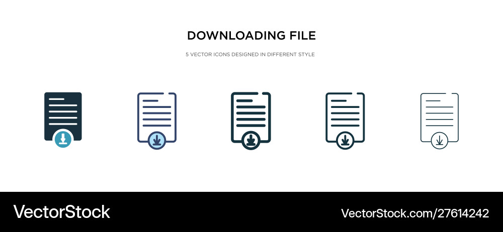 Downloading file icon in different style two Downloading file icon in different style two Vector Image
