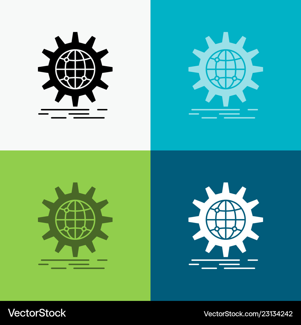 International business globe world wide gear icon International business globe world wide gear icon Vector Image