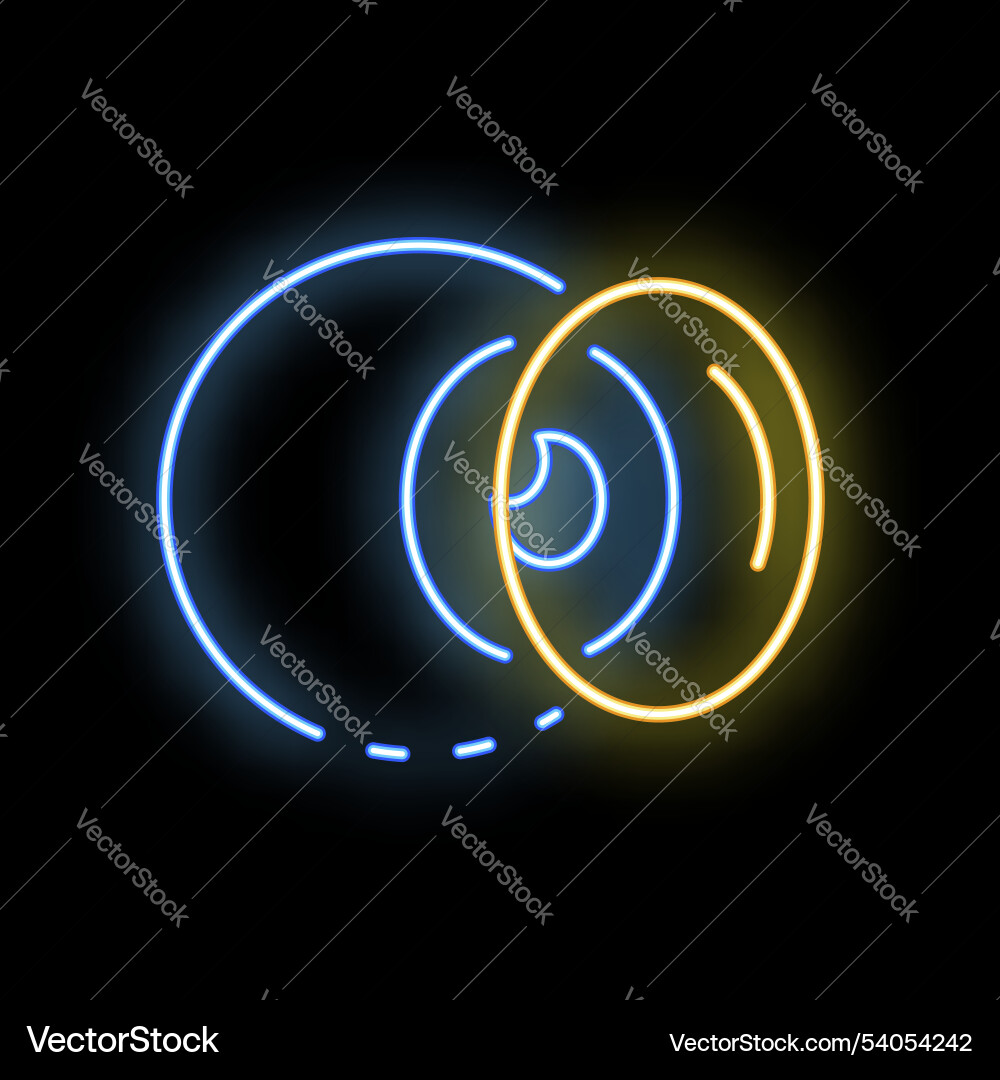 Neon icon of sound waves expanding from a source Neon icon of sound waves expanding from a source vector image
