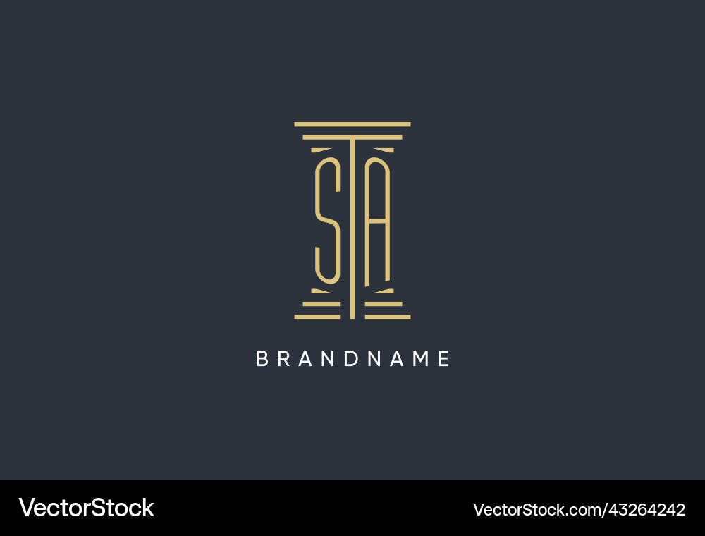 Sa initial monogram with pillar shape logo design Vector Image