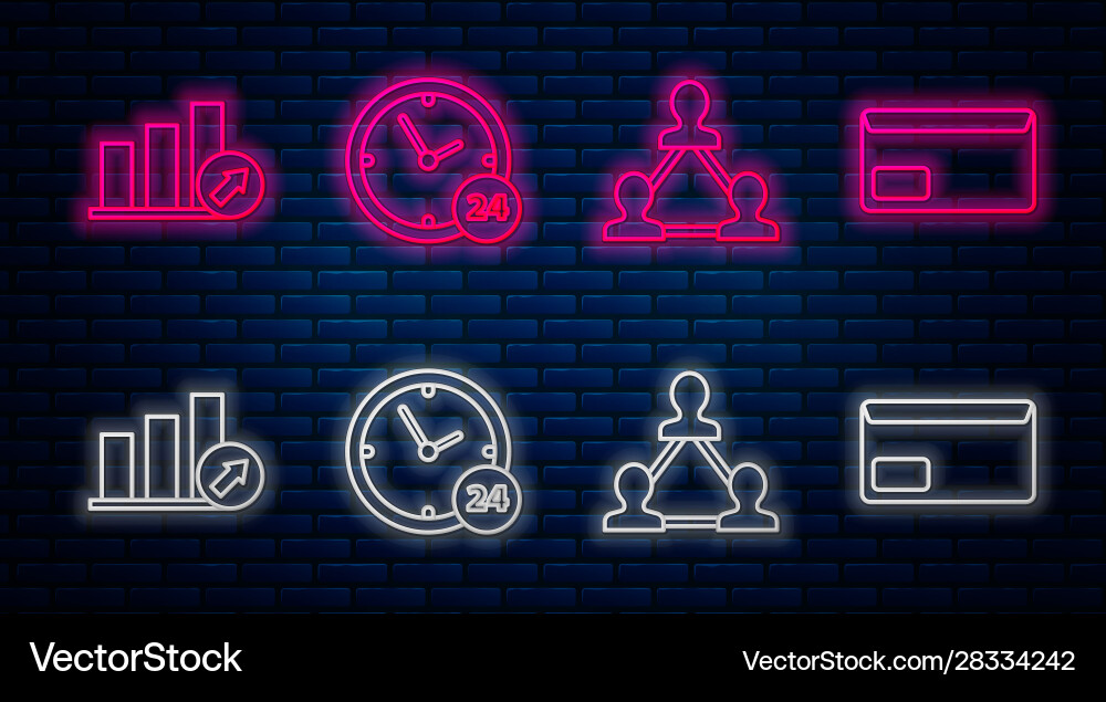 Set line clock 24 hours project team base Set line clock 24 hours project team base Vector Image