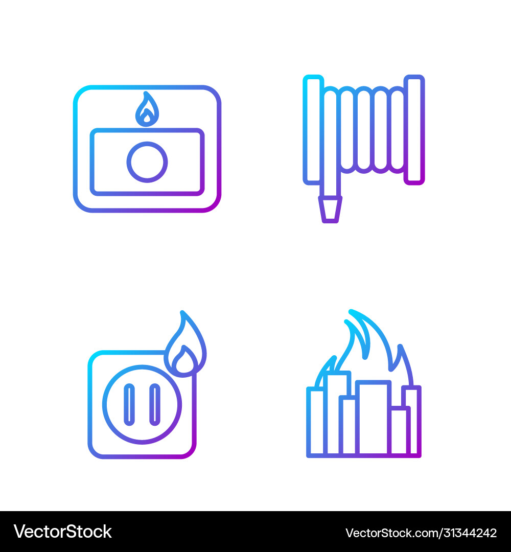Set line fire in burning buildings electric Set line fire in burning buildings electric vector image