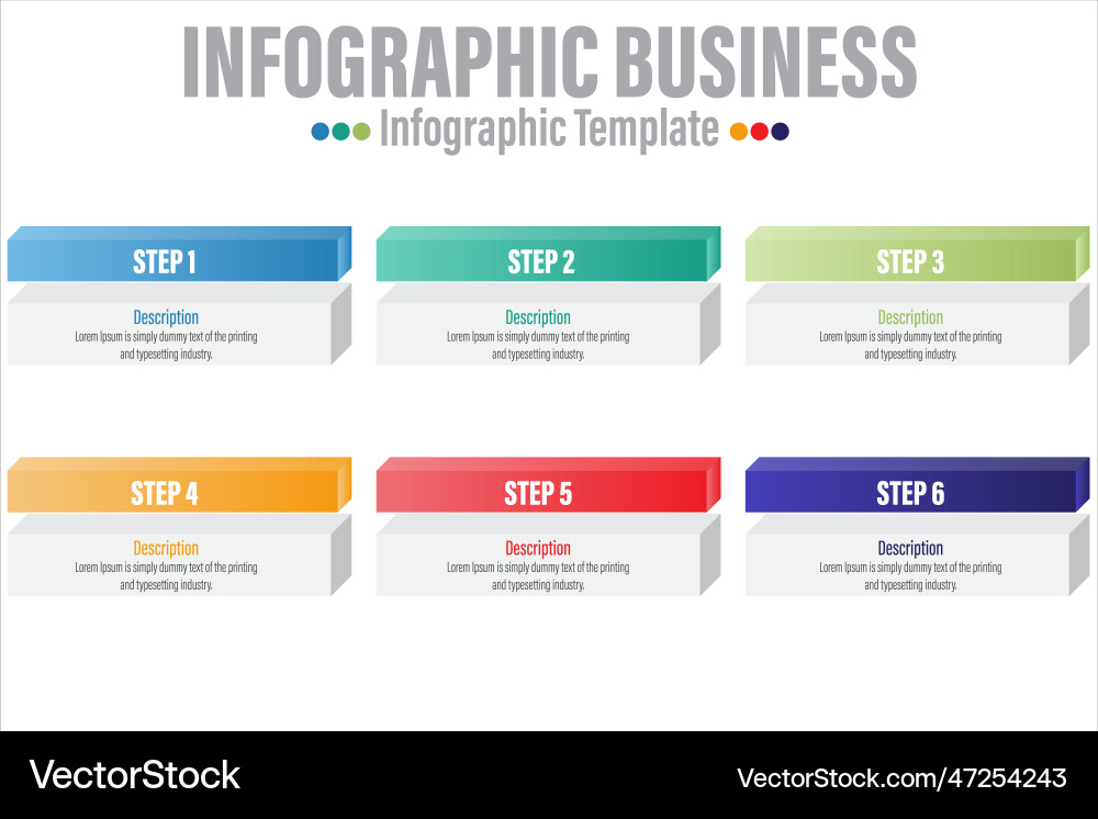 6 steps six option 3d cube shape elements Vector Image