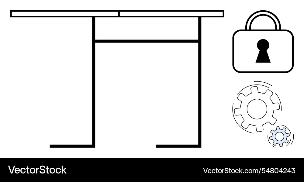 Abstract table with lock and gears representing Abstract table with lock and gears representing vector image
