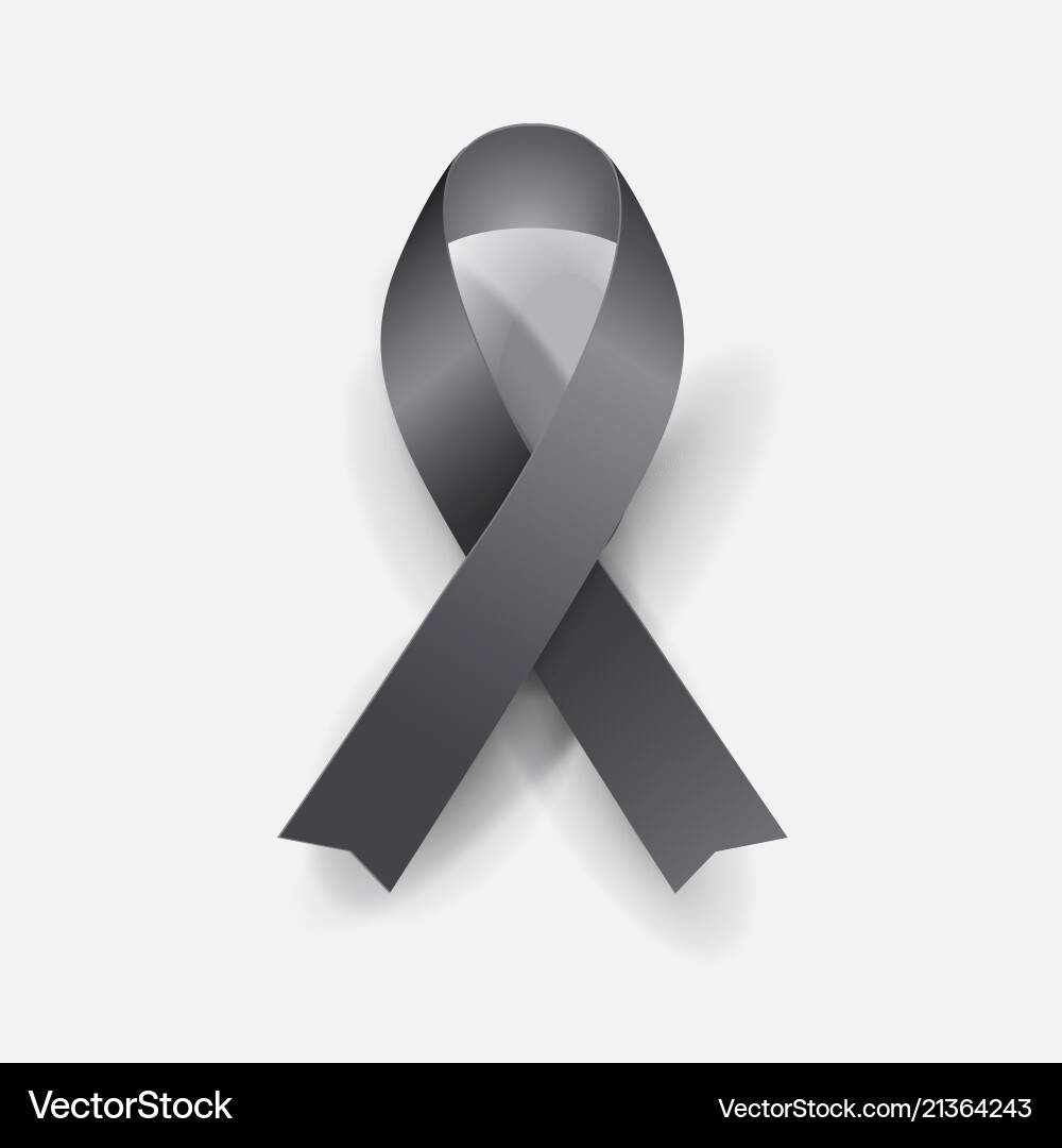 Black Awareness Ribbon - Cancer Support Vector Image