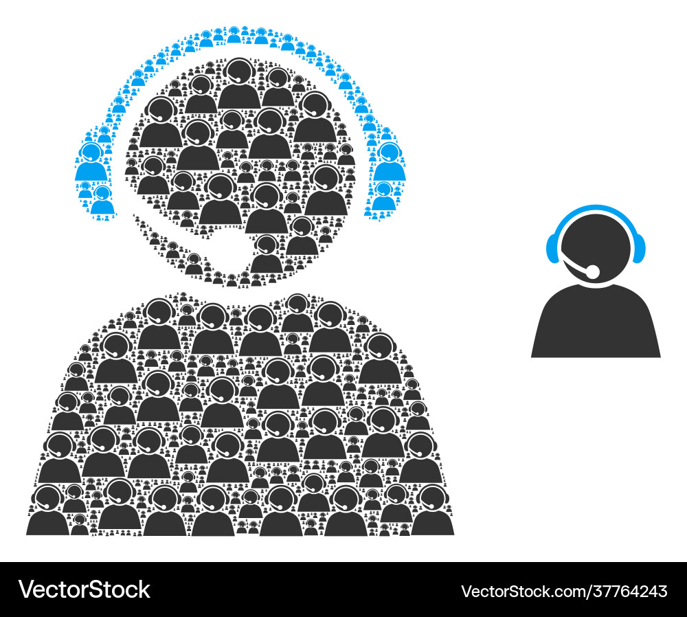 Call center operator recursion icon mosaic Call center operator recursion icon mosaic vector image