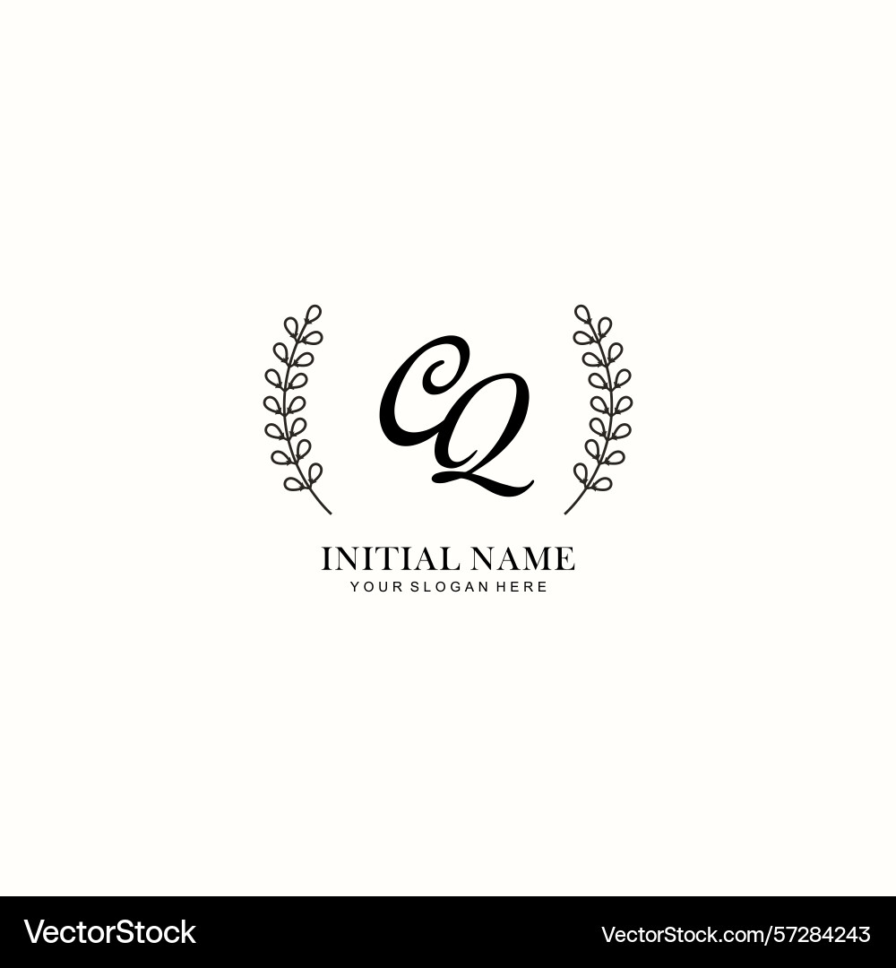 Cq initial logo templates with botanical elements Vector Image