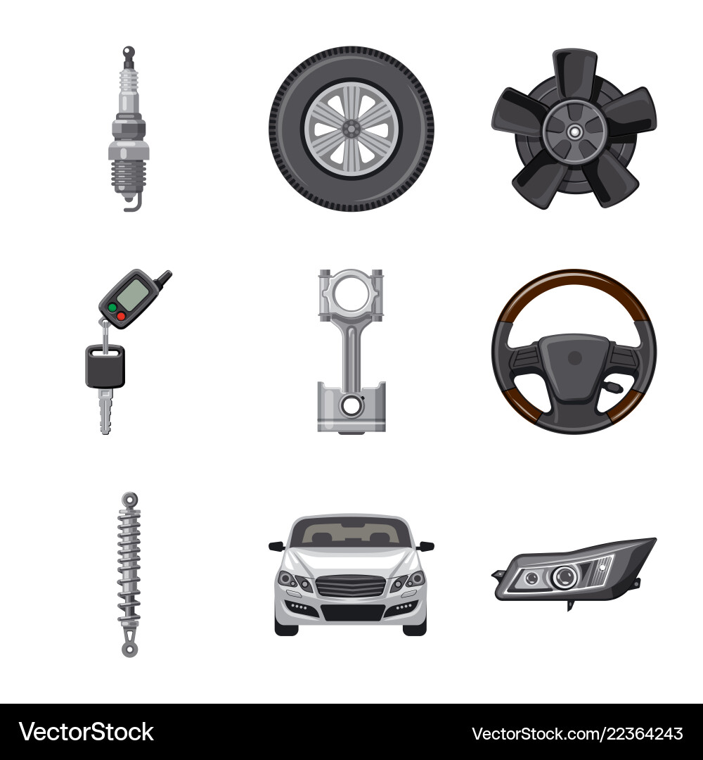 Design des Auto- und Teilsymbolsatzes Design des Auto- und Teilsymbolsatzes vektorbild