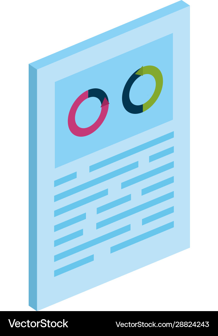 Document with circular statistical graph isolated vector image