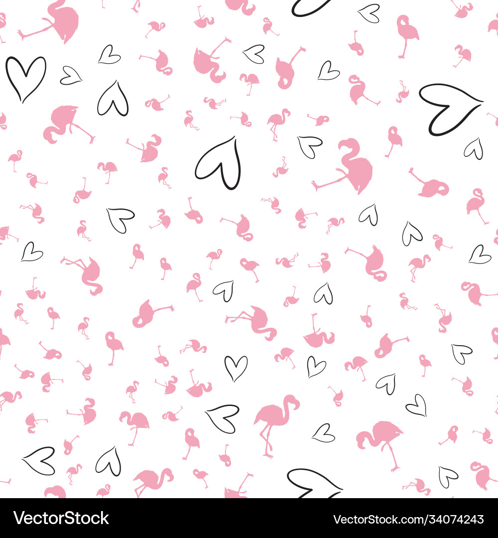 Flamingo seamless pattern on polka dots Flamingo seamless pattern on polka dots Vector Image