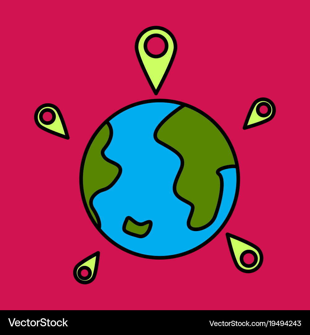 Globe with Pointer Marks vector image