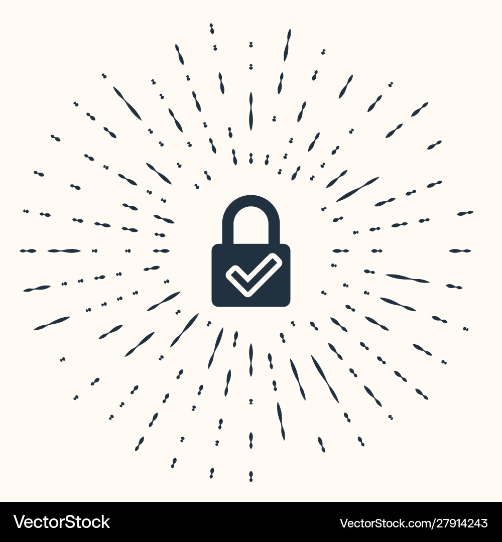 Grey open padlock and check mark icon isolated Vector Image