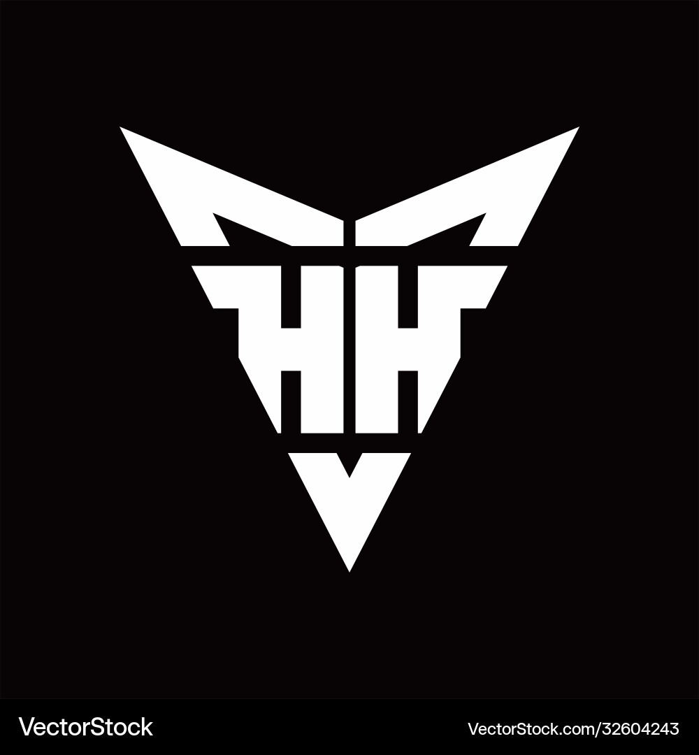 Hh logo monogram with back drop shape design vector image