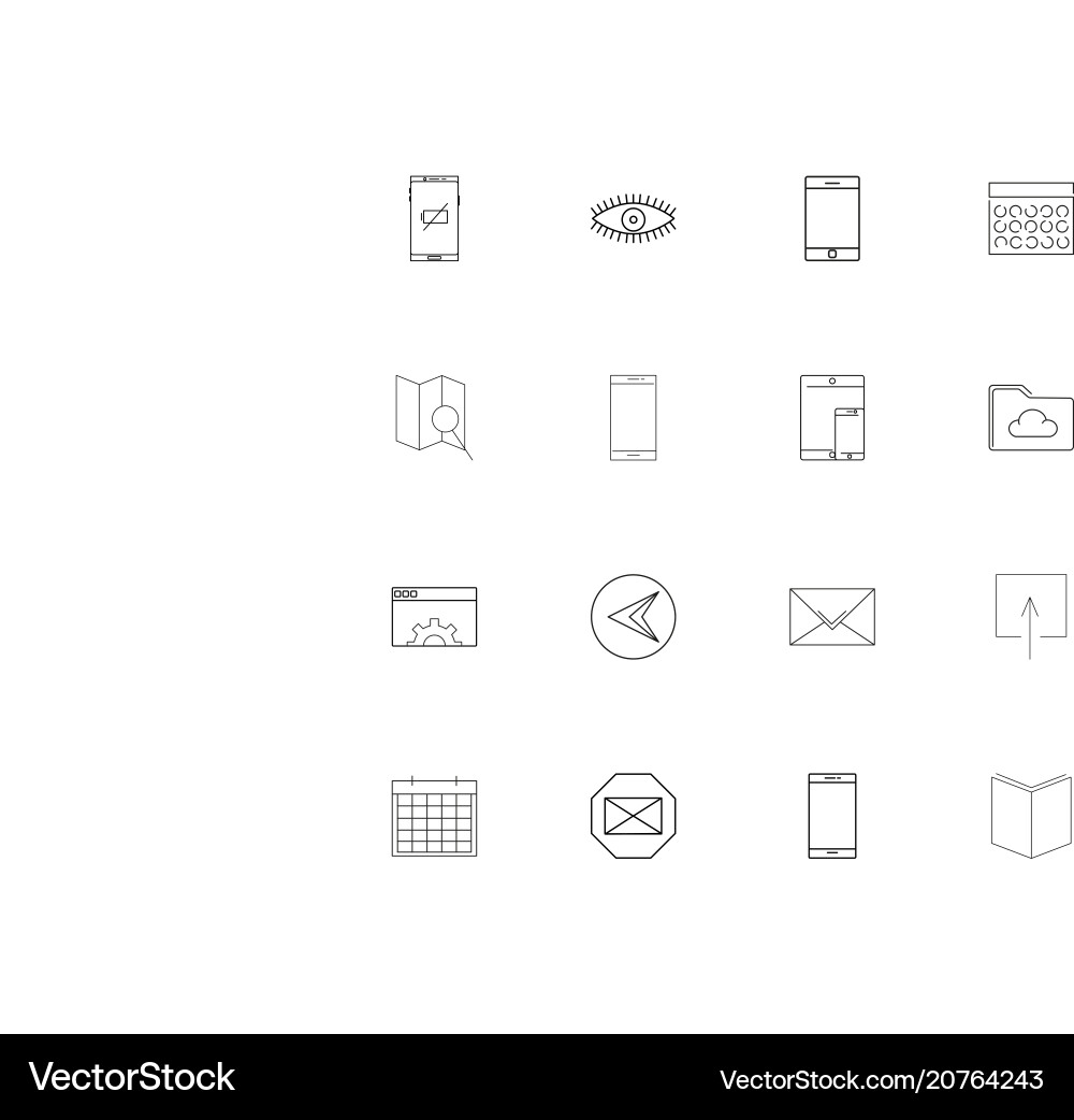 Internet technologies linear thin icons set Vector Image
