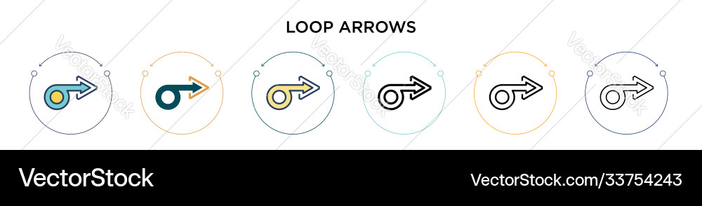 Loop arrows icon in filled thin line outline vector image
