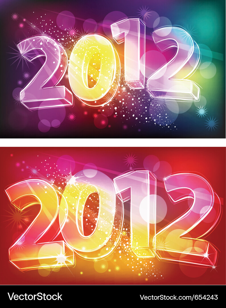 Neon 2012 Fireworks Celebration vector image