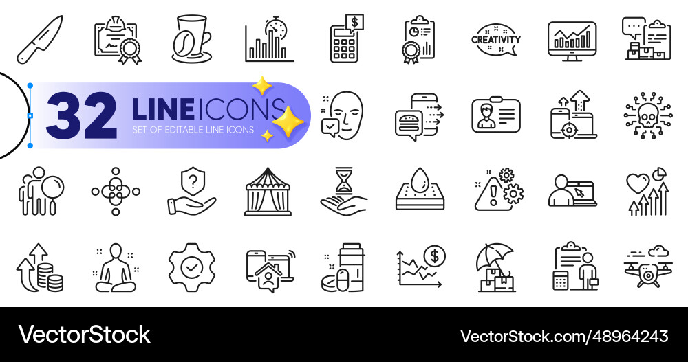 Outline set of inspect report timer Outline set of inspect report timer vector image