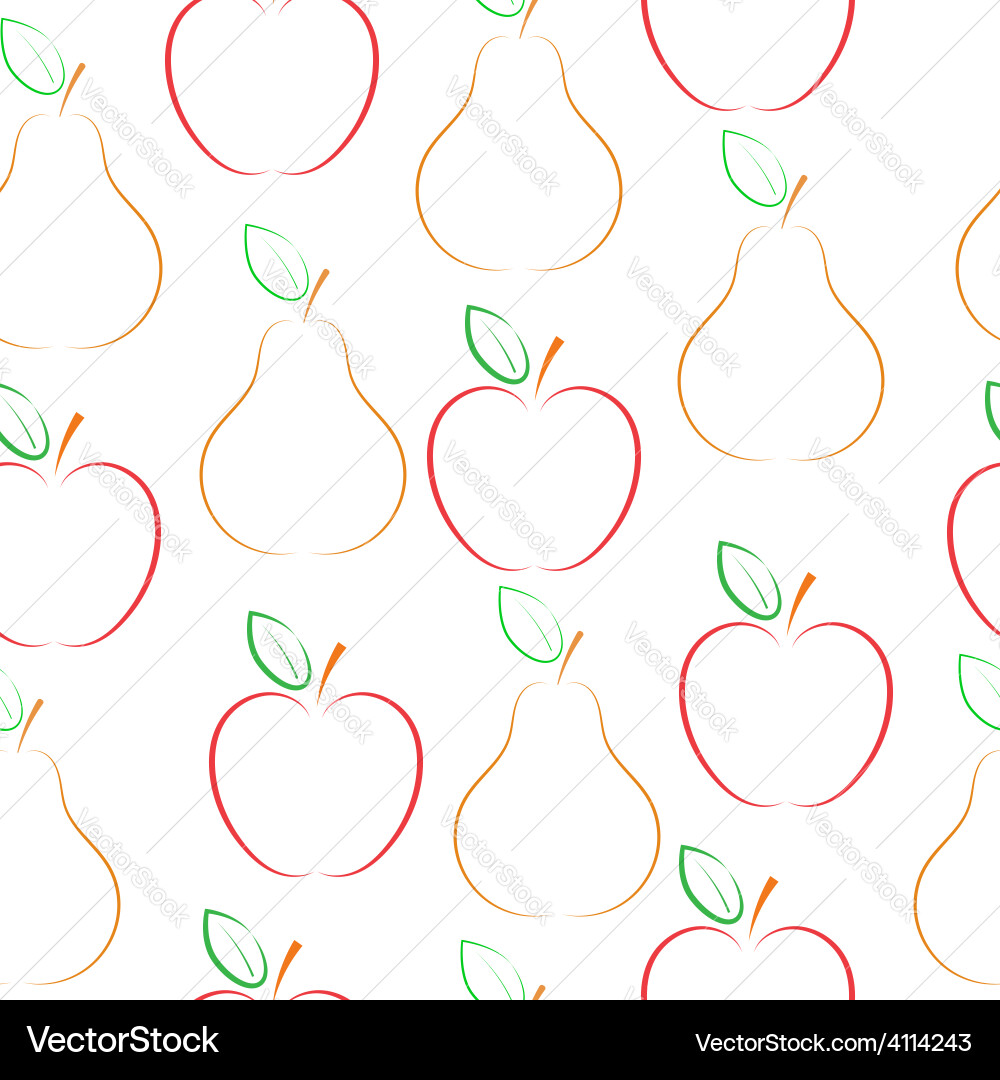 Pears and apples pattern over white background Vector Image