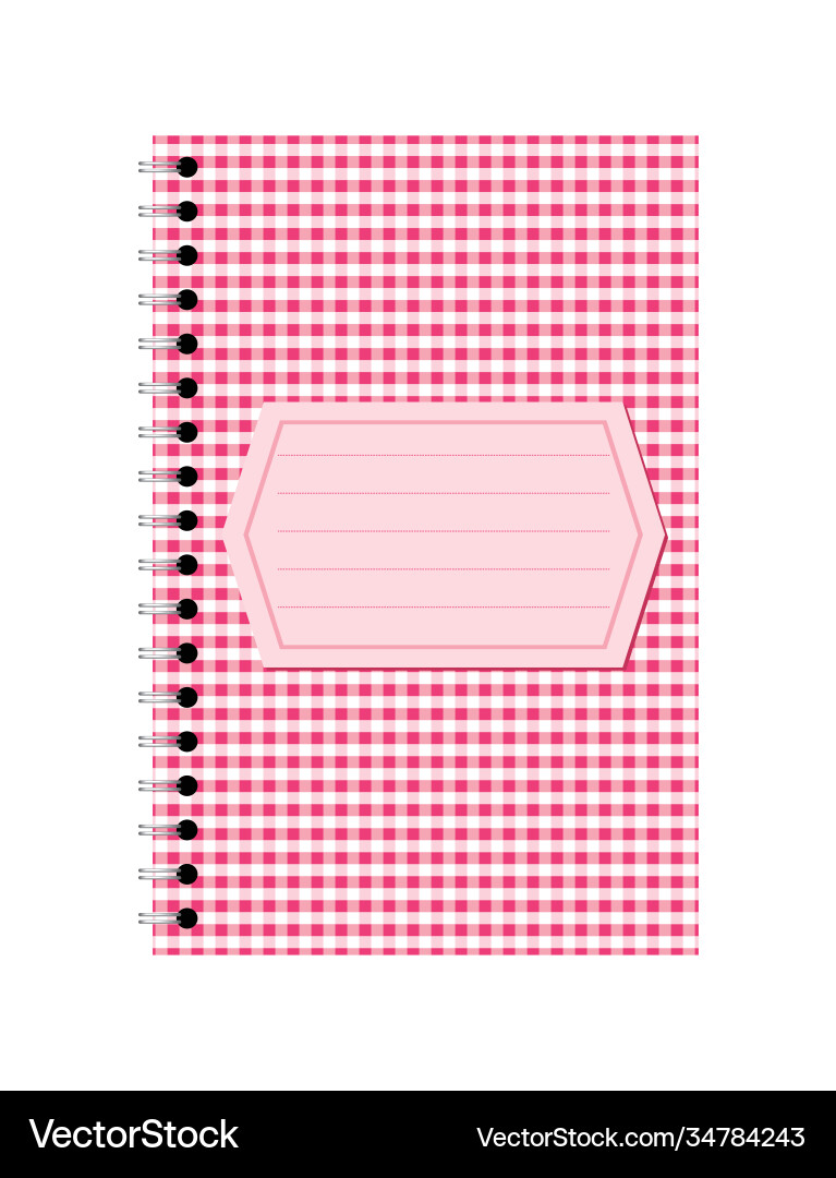 Pink Checked Notebook with Copy Space vector image