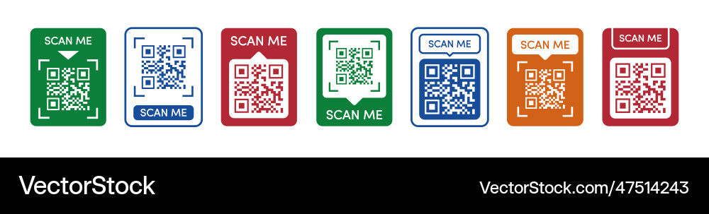 Qr code frame template set Qr code frame template set vector image
