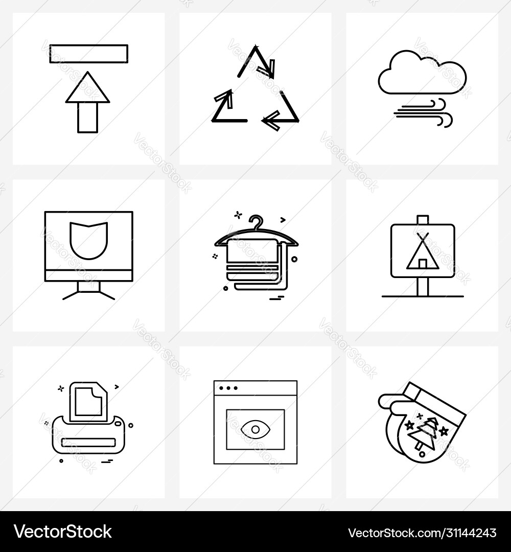 Set 9 simple line icons for web and print Vector Image